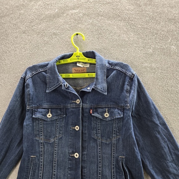 Levi's Women Jacket L Blue Denim Jean Trucker Long Sleeve - Picture 7 of 11